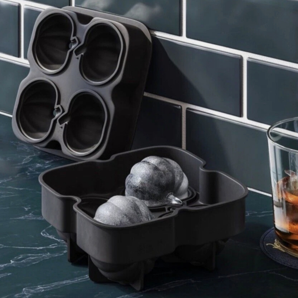 Halloween Pumpkins Silicone Ice Cube Tray‎ Black Threshold Drinks New